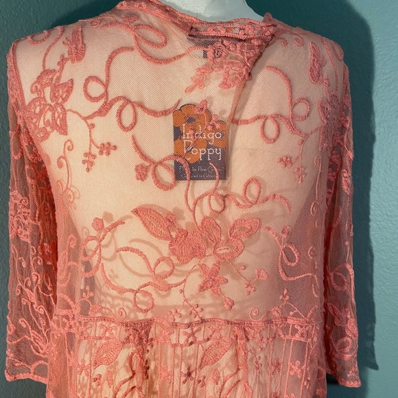 Indigo Poppy coral kimono - Picture 7 of 15